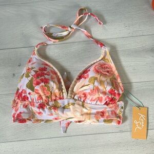 Kona Sol Bikini Top w Crochet Detail Sz M NWT‎